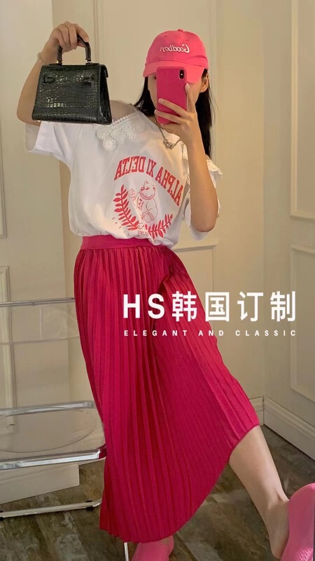 New in early summer! [HS Korea custom] sweet lace stitching round neck short sleeve T-shirt 65222# hjy