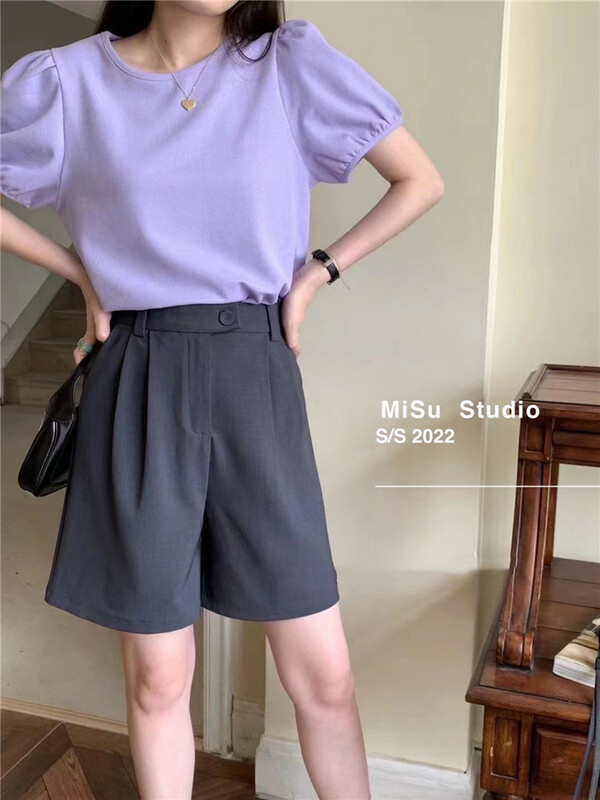 goods in stock! New in early summer! [misu +] Korean simple solid color short sleeve T-shirt 2133# ZZL