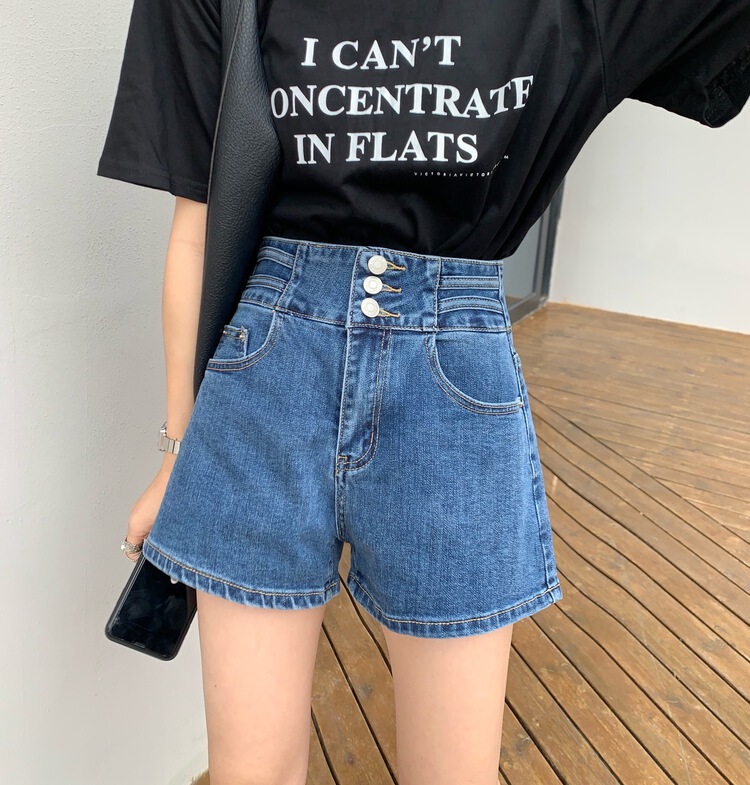 [Qiqi] Korean high waist and thin denim shorts 6118# cqw