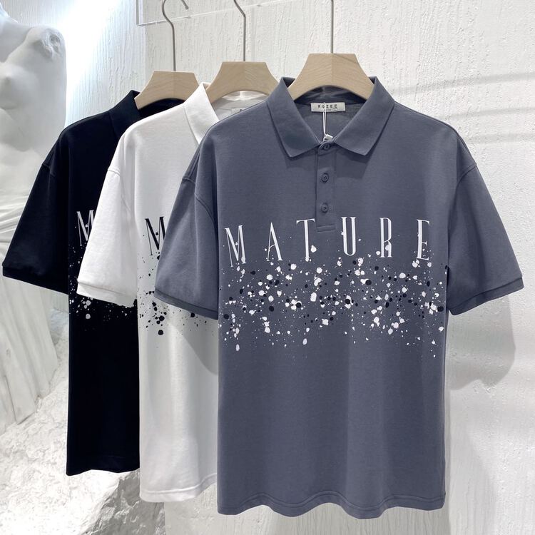 goods in stock! New year in early spring! [Ruizhi] pearl ground mesh Casual Short Sleeve Polo Shirt z925# ZZL