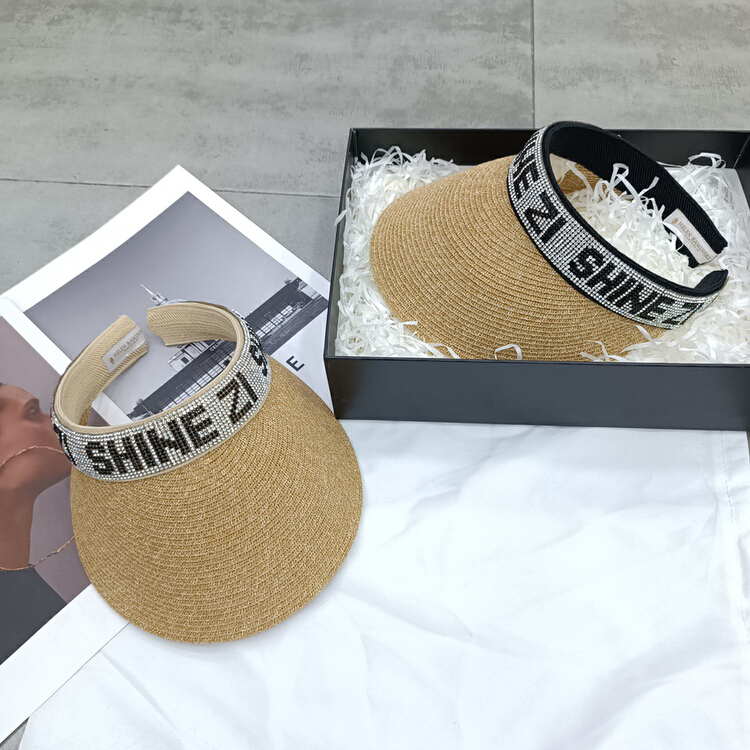 [aestheticism hat industry] Rhinestone fine woven empty top sunshade hat 3127# LSL