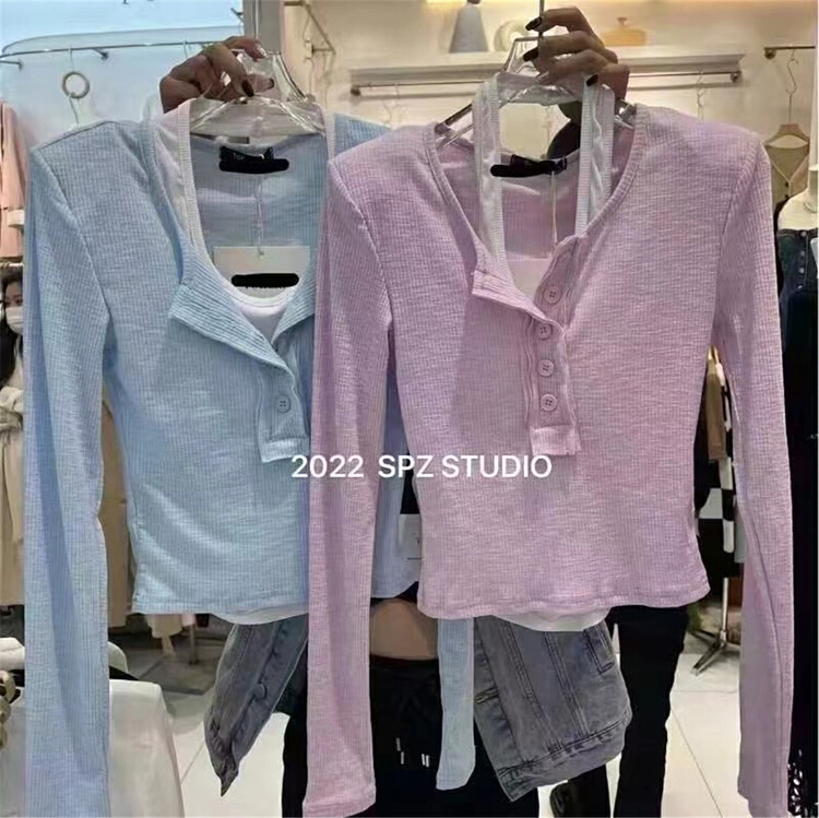 [LML] simple short T-shirt + hanging neck T-shirt two-piece suit 9336# ozq