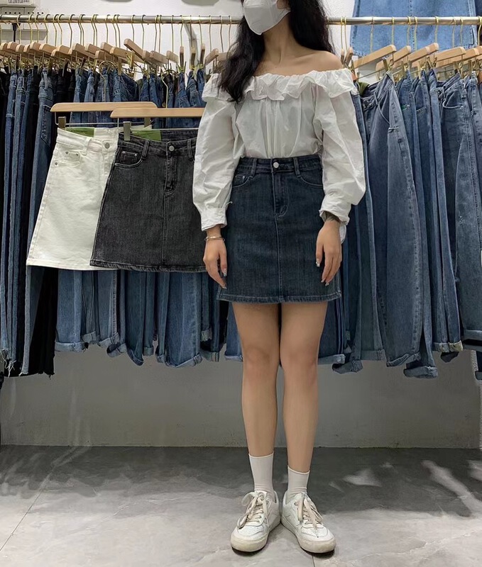 New in early summer! [fanbuer] Korean version high waist slim A-line denim skirt f3819# HBx
