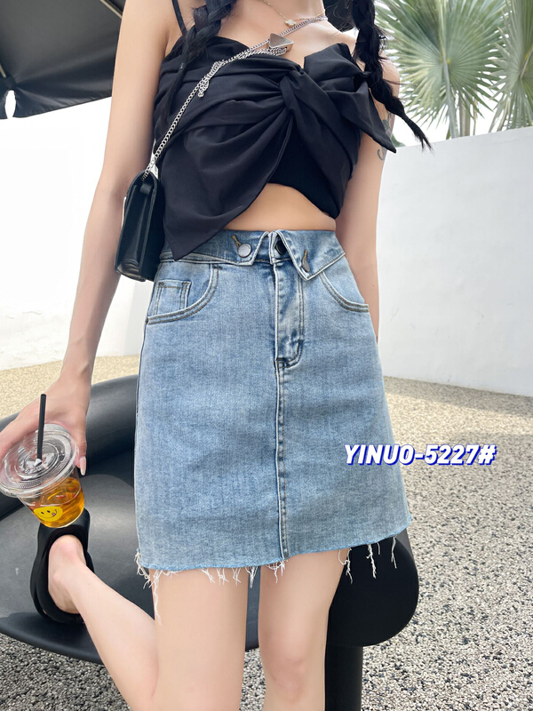 Original price 47.37! New in early summer! [Yinuo Yinuo denim] elastic versatile belt lining anti tarnish denim skirt 5227# zjy
