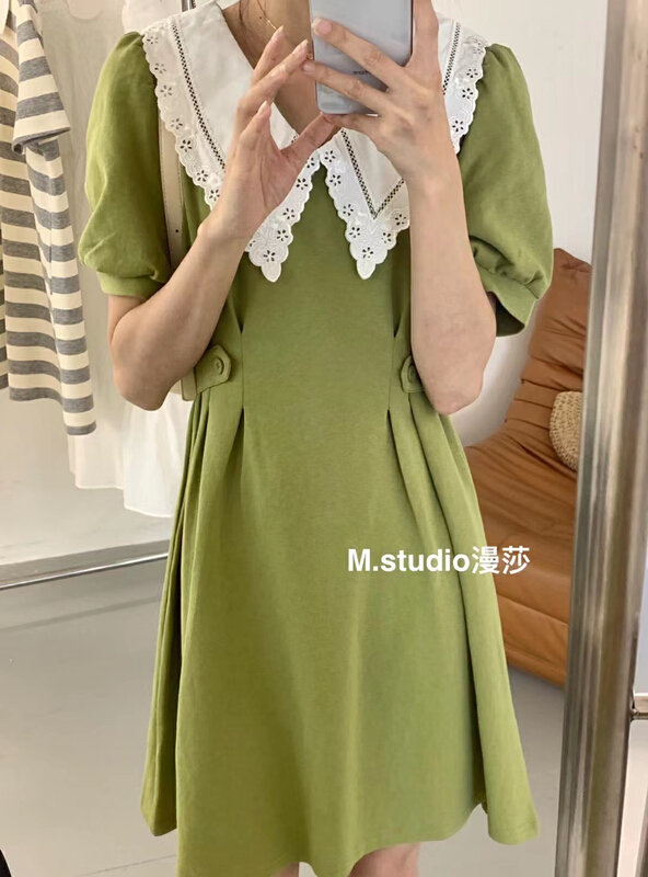 [MSTUDIO MANSA] lace collar Pullover Pleated Dress 781# ll