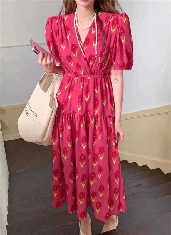 [Hebe] V-neck floral dress 2026# XYJ