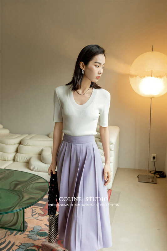 [Coline] slim and comfortable versatile sweater c2160a# hyy