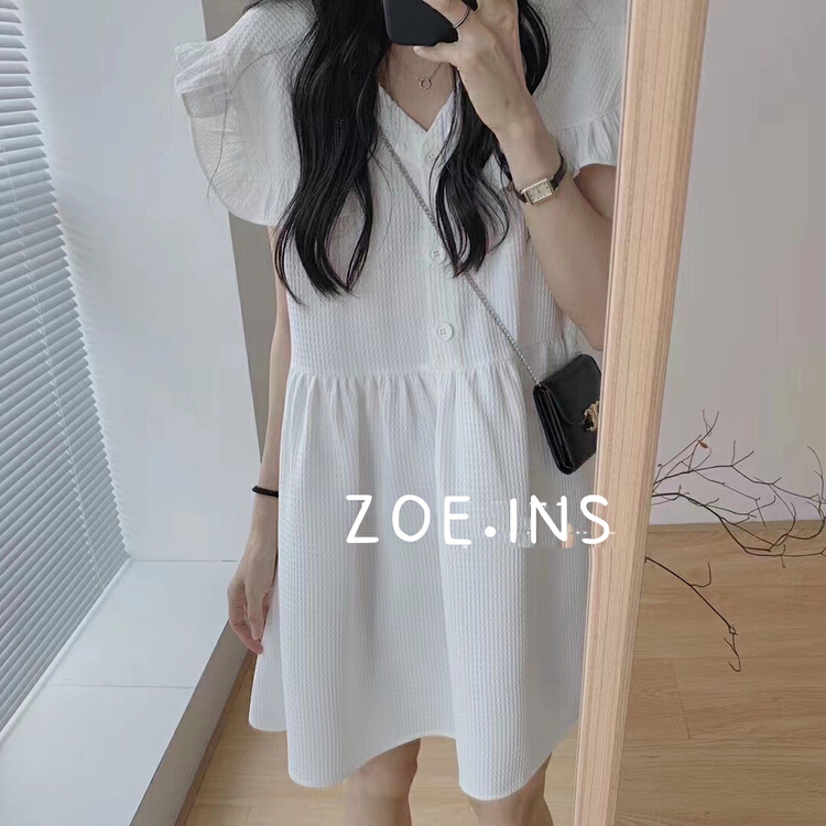 [Zoe Zoe] Korean loose waffle fly sleeve dress c525# L