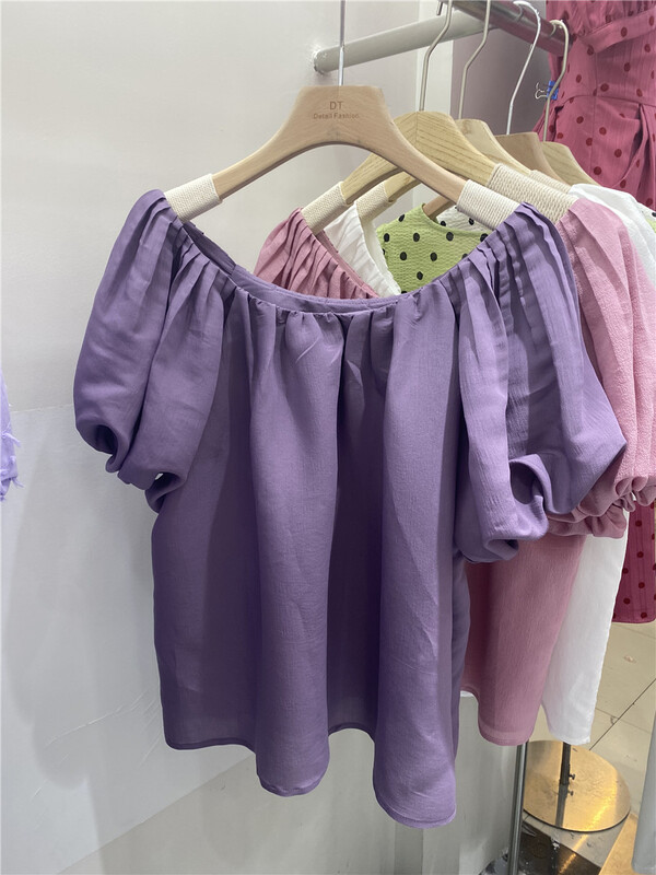 [DT] round neck bubble sleeve temperament shirt l9916# lwy