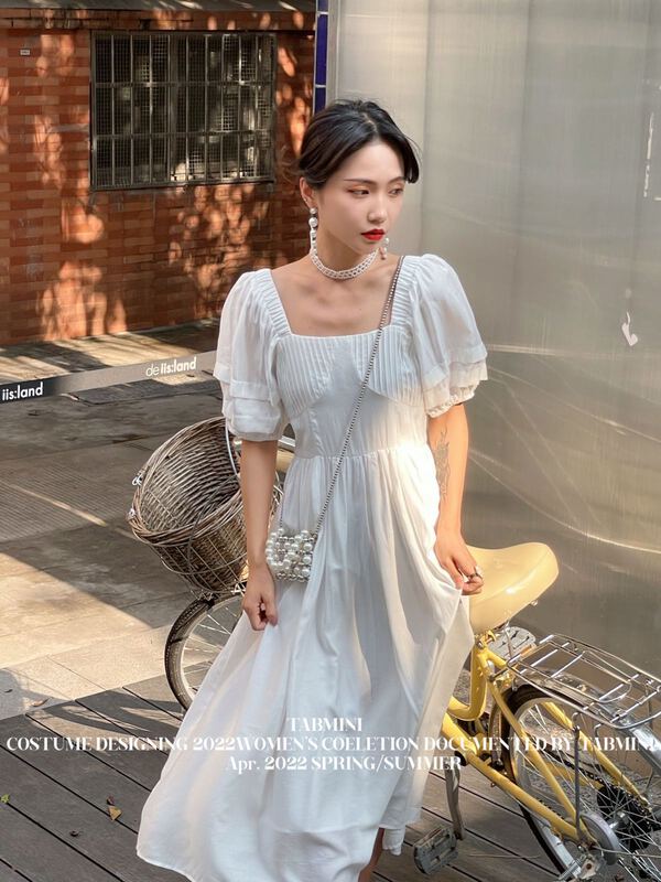 [tabmini] square neck gentle aging elegant dress x19348# WPL