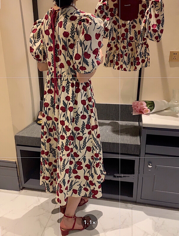 [the most] floral pleated short sleeve dress 8860# HBx
