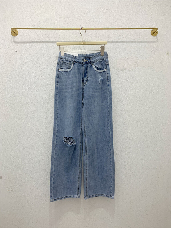 [u.she] Korean loose casual ripped jeans 19805# cqw