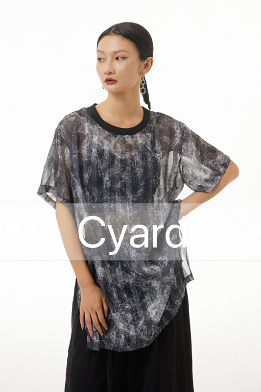 [cyard] crew neck loose and versatile short sleeve T-shirt 90503# L