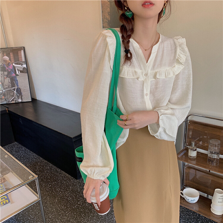 [timely rain] Han Feng ins sweet and gentle breathable shirt 42158# WPL