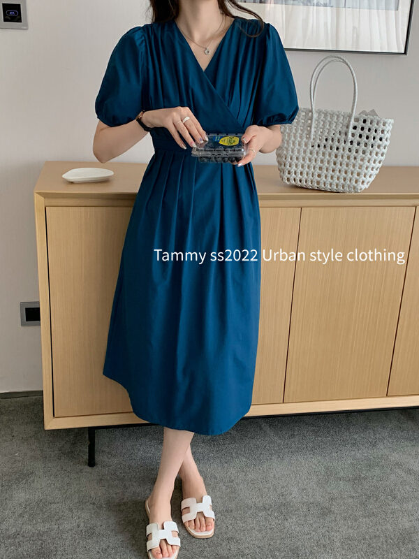 [Tammy] V-neck slim and versatile dress 71671# L