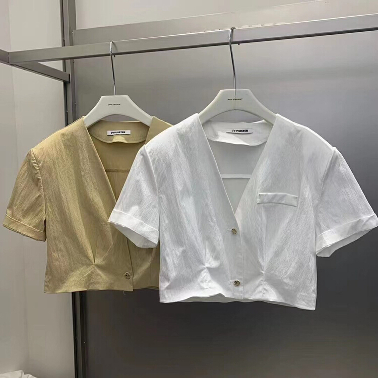 [jvv sister] short V-neck casual shirt 2719# zxl