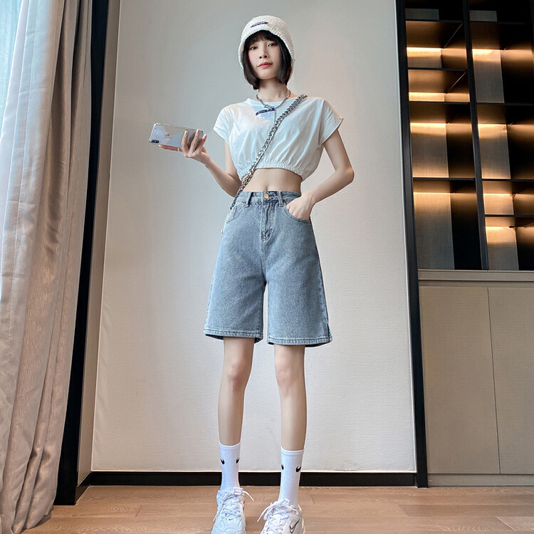 New in early summer! [ins studio] Korean versatile solid denim shorts aa4021# WPL