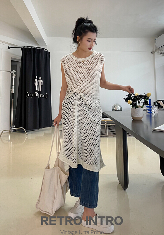 In early summer! [Rin] niche design hollow out Crochet Dress 2209\cqw