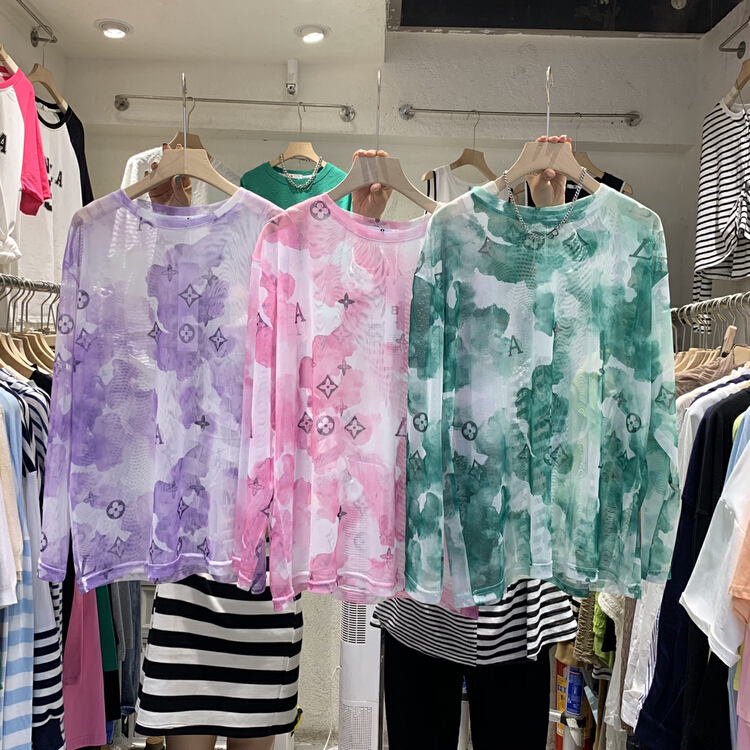 New in early summer! 【8】 Loose and slim fashion mesh tie dyed sunscreen shirt 9680# XYY