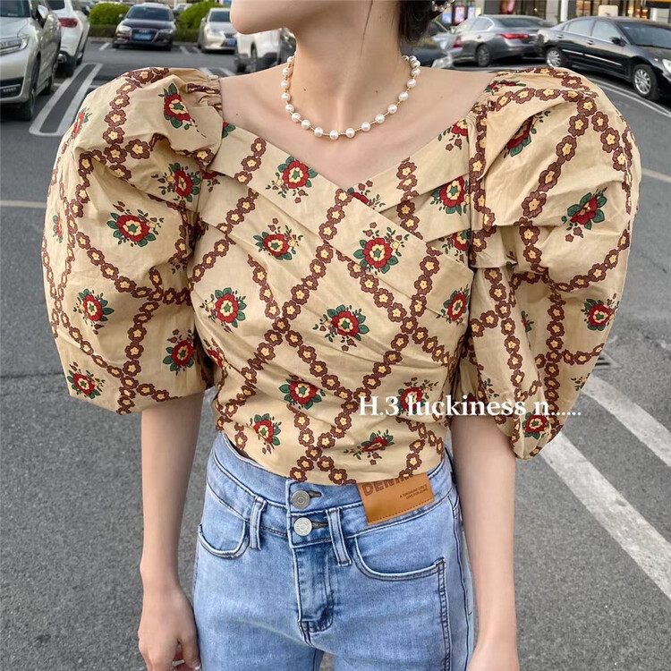 New in early summer! [H3] Korean style square neck Pullover blouse 1721# WTT
