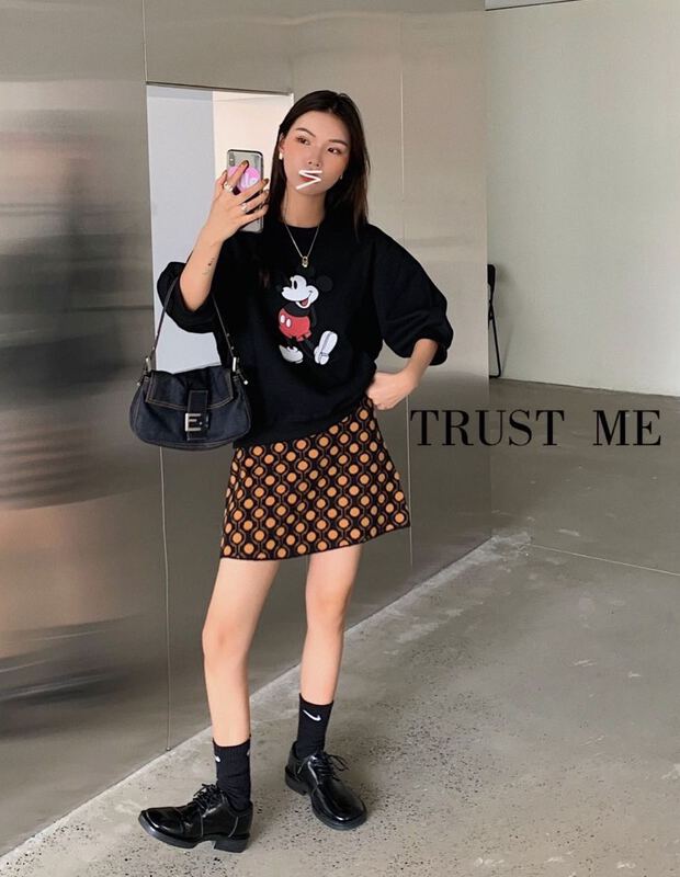 [trust me] Polka Dot wool temperament skirt 19960# YYW
