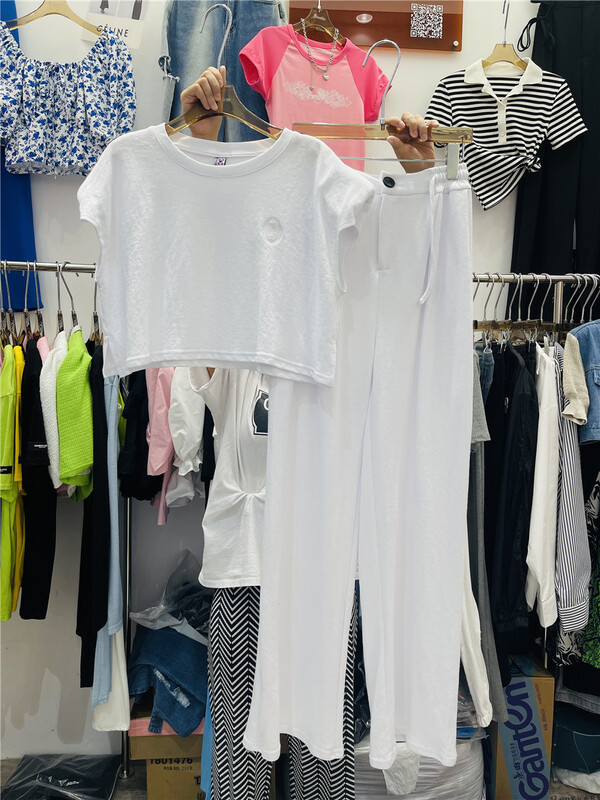 [show] versatile T-shirt + waist closed casual pants set 88316# ozq