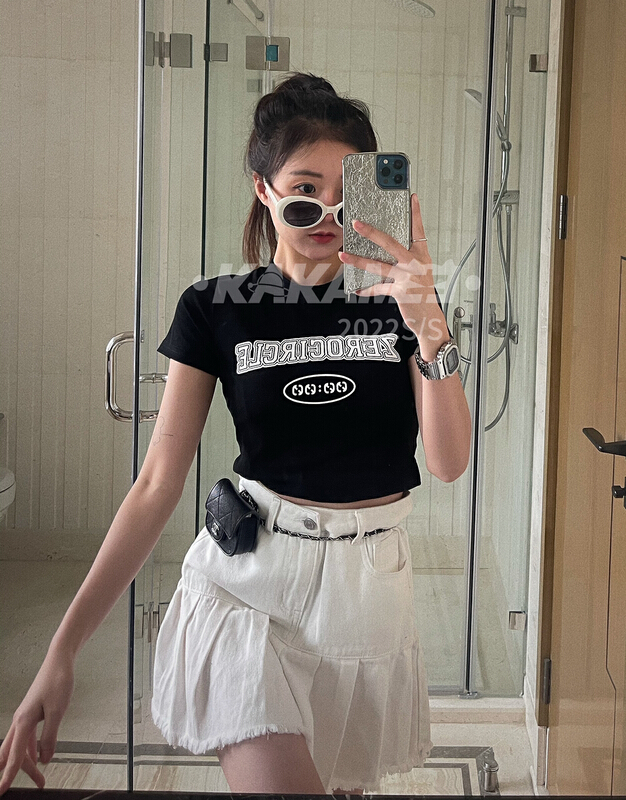 New in early summer! [kakamee] American slim elastic letter printed short sleeve T-shirt (T-shirt only) s310# LSL