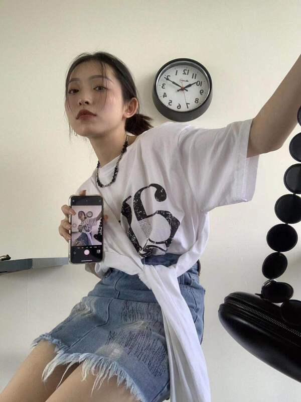 New in early summer! [9hour] niche design bandage short sleeve T-shirt ys1-8852# zxl
