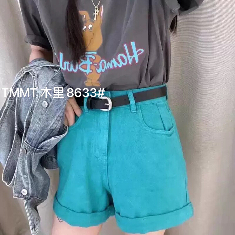 New in early summer! [Jiajia Muli] Korean high waist thin denim shorts 8633# L