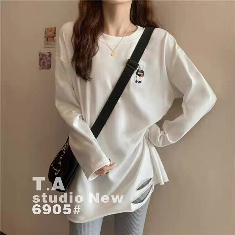 New year in early spring! [TA +] Korean round neck cartoon embroidered long sleeve T-shirt 06905# XYY