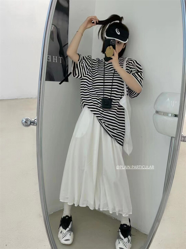 [replace] Korean stripe loose design Short Sleeve T-shirt 10802# XYY