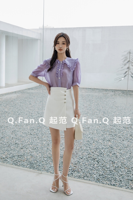 New in early summer! [style] temperament: high waist, thin and versatile A-line skirt 8057# JJ