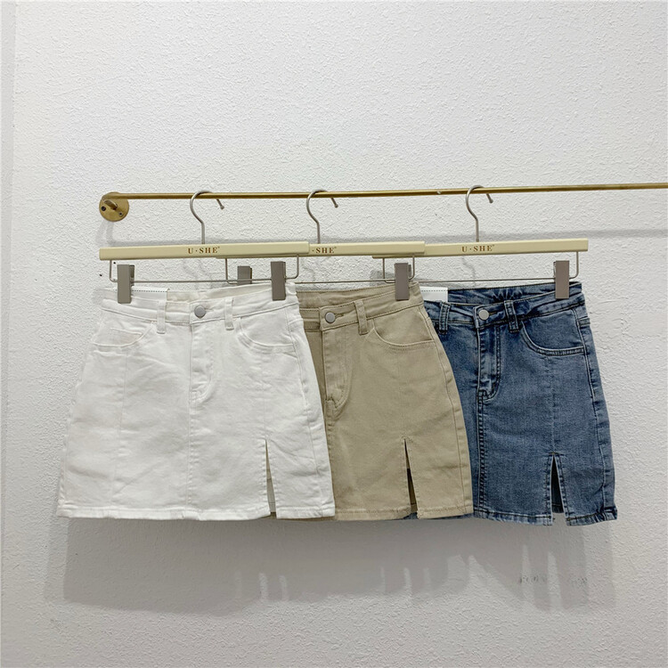 [u.she] Korean slit slim denim skirt ys1-8601# cqw