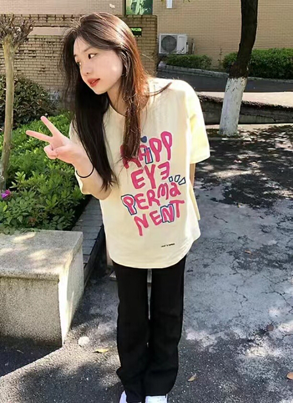 Live broadcast! [j.2] Korean alphabet printed short sleeve T-shirt 4575# LSW
