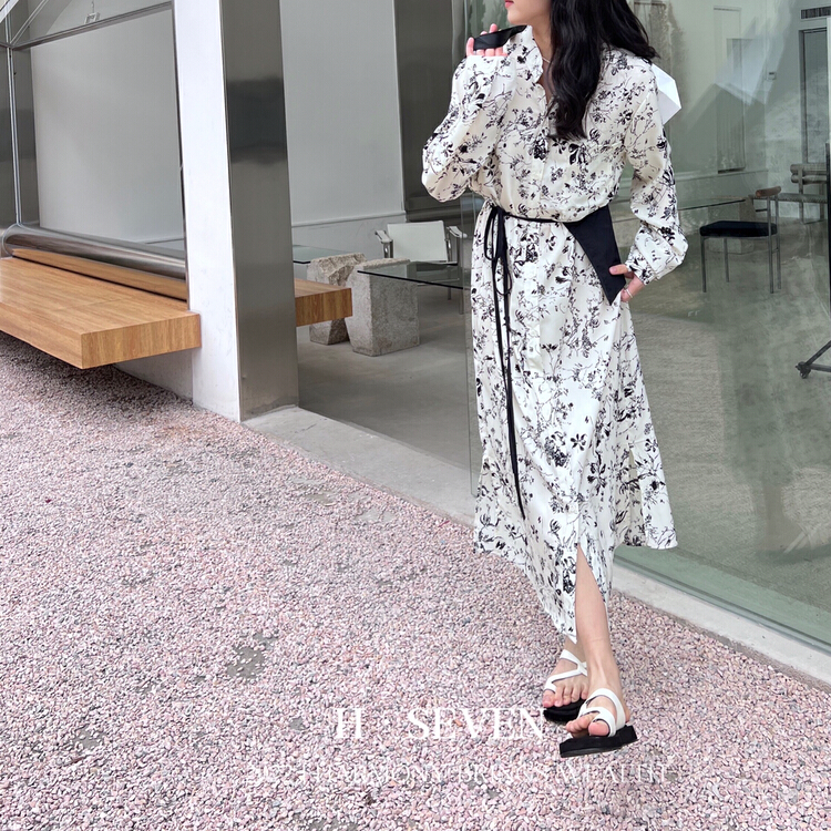 goods in stock! New year in early spring! [Heqi] broken flower Korean comfortable dress (without waist bag) ys1-1020# ZSY