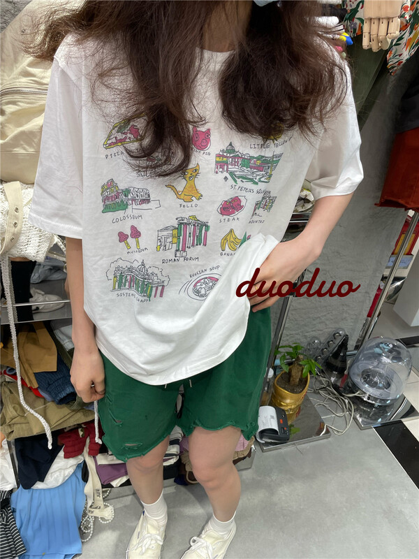 [dodo] simple and versatile kitten short sleeve T-shirt 6690-29# zyh