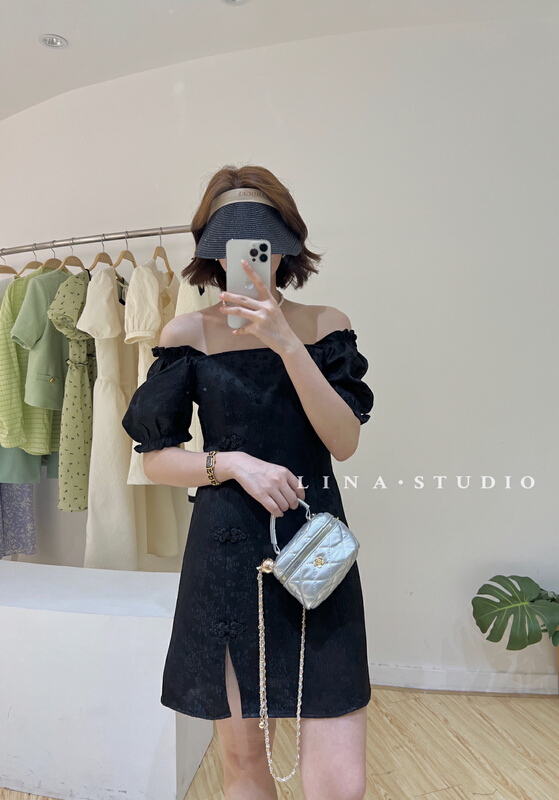 New in early summer! [Lina] slit embroidery lady dress 0107-1# hjy