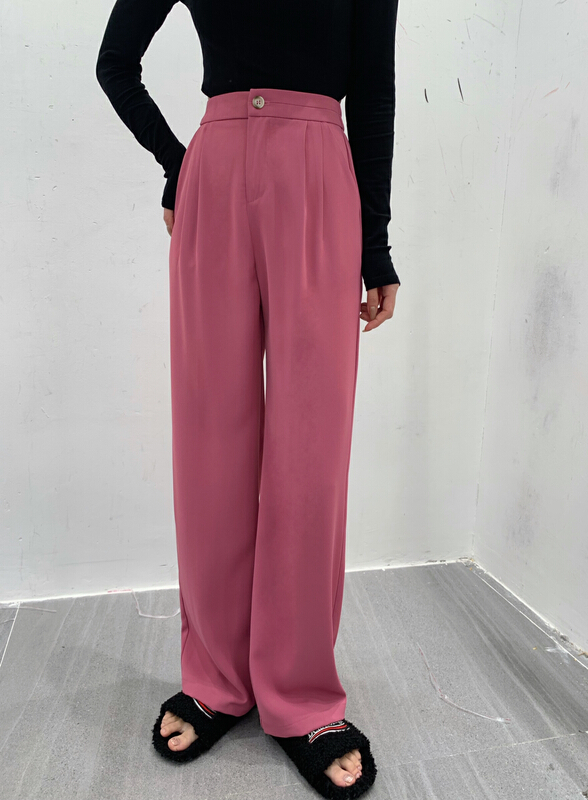 [DCT] semi elastic waist simple wide leg trousers 079# WPL