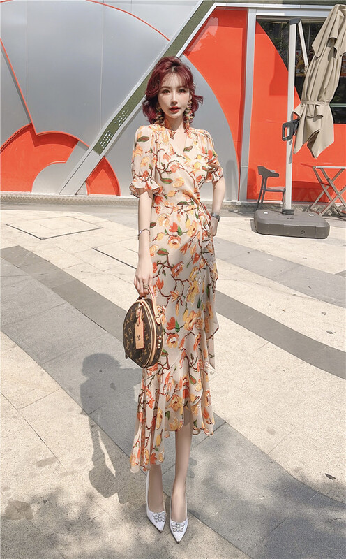 New in early summer! [Milan] elegant print dress 60729# JJ