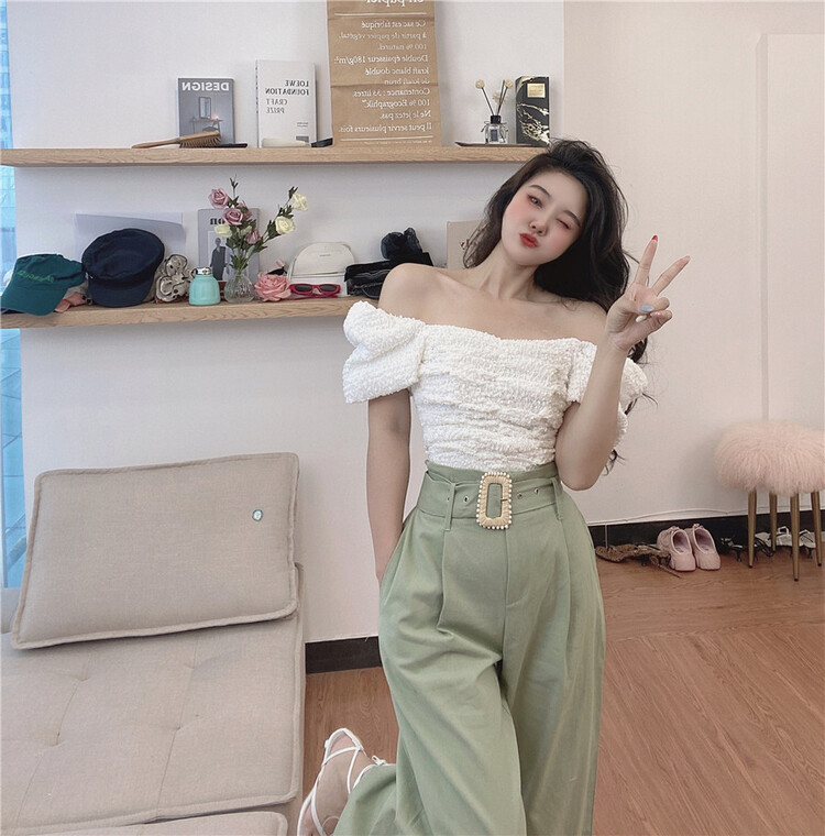 [sister] square neck bubble sleeve sweet little shirt ys4-292# ozq