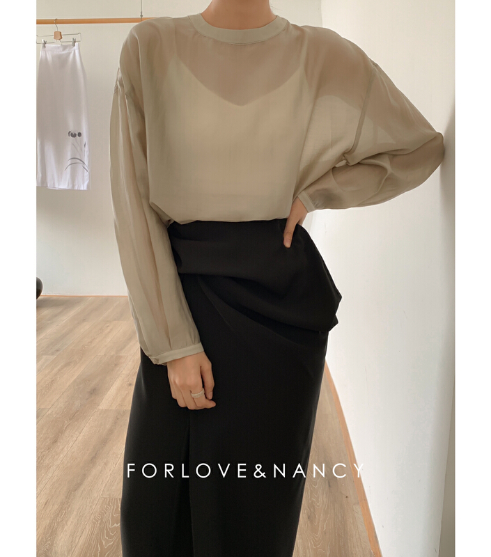 [FN] simple round neck long sleeve shirt nb2xsj319n# cqw