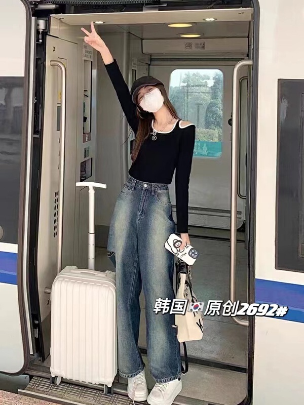 goods in stock! [thgz fairy tale princess] gradient cut wide leg jeans 2692# JJ