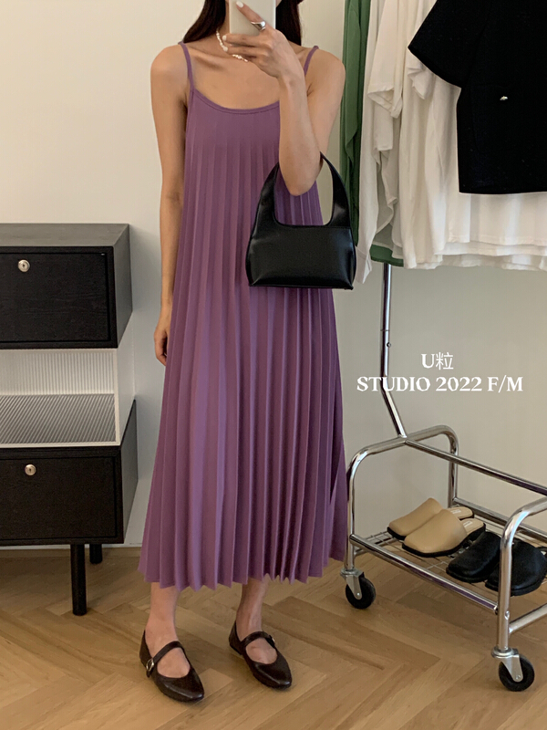 Original price 62.04! New in early summer! [U grain] pleated loose suspender dress 5323# HBx