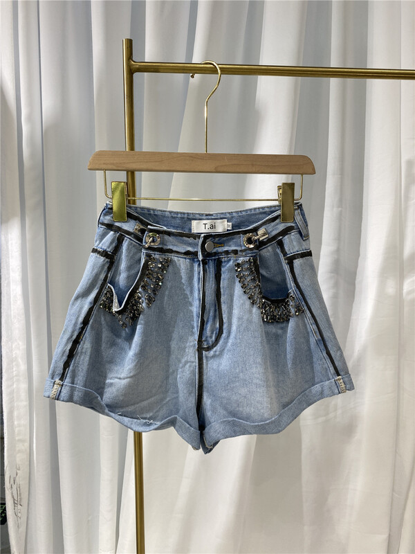 New in early summer! [t.ai] Korean versatile heavy industry Nail Drill denim shorts ys1-1005# zxx