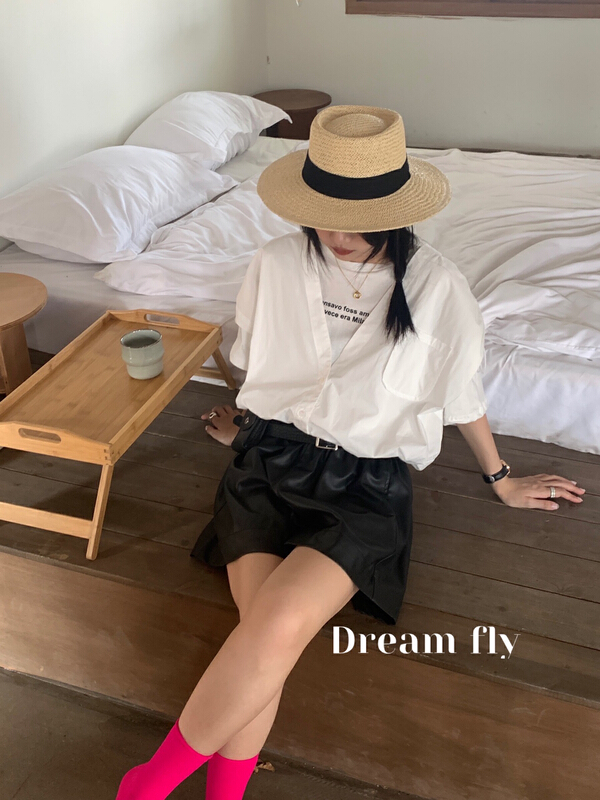 [dream fly] personalized fake two piece design letter short sleeve T-shirt 61149# XJ