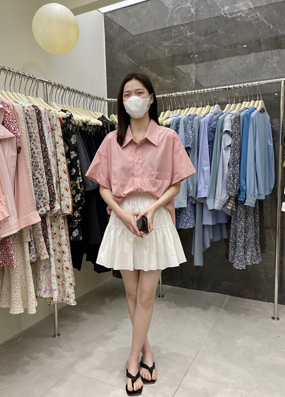 New in early summer! [uone] silhouette design, versatile shirt 98393# LSL