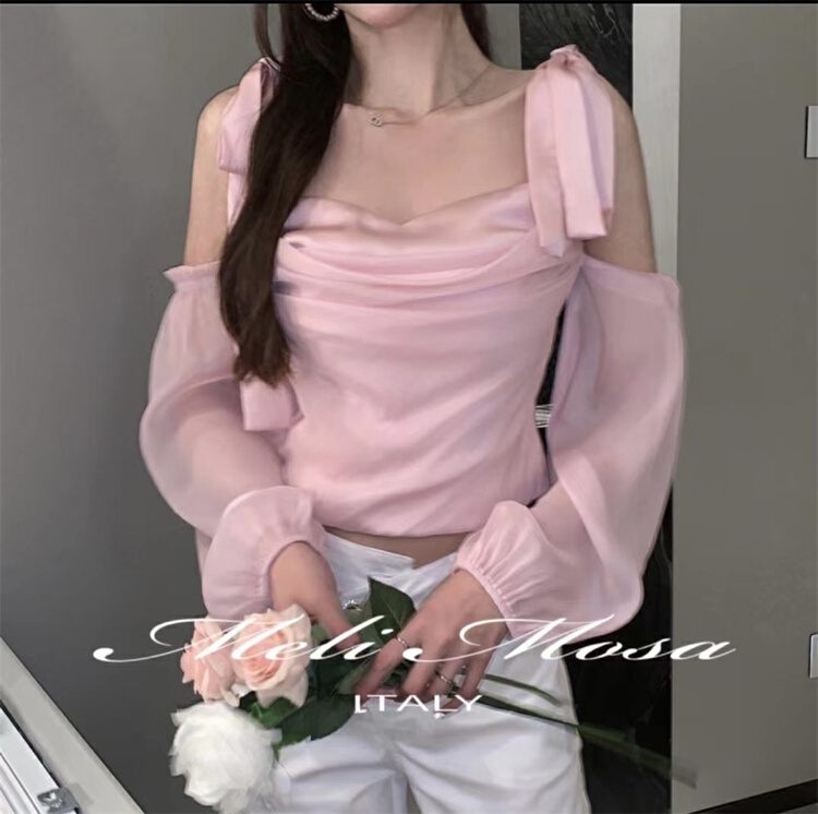 goods in stock! Early spring! [d.ina] basic versatile solid color square neck shirt 11098# JJ