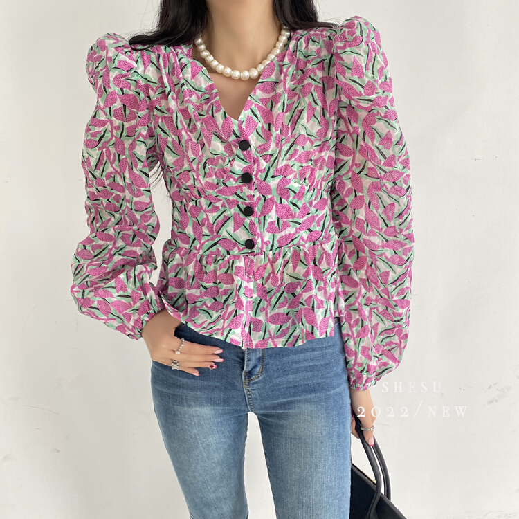 New year in early spring! [she Su] Korean design and color simple temperament small shirt 6997# zxx