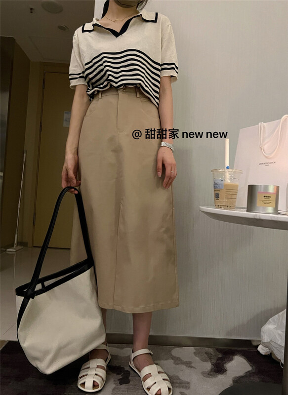 [tiantianjia] Korean style net split slim skirt 970# L