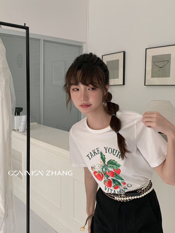 [CZ Zhang] round neck versatile Pullover short sleeve T-shirt 62426# XYJ
